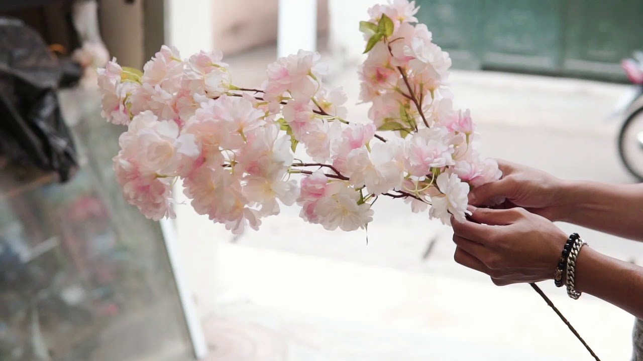 Artificial Silk Blossom Tree White Cherry Blossom Branches